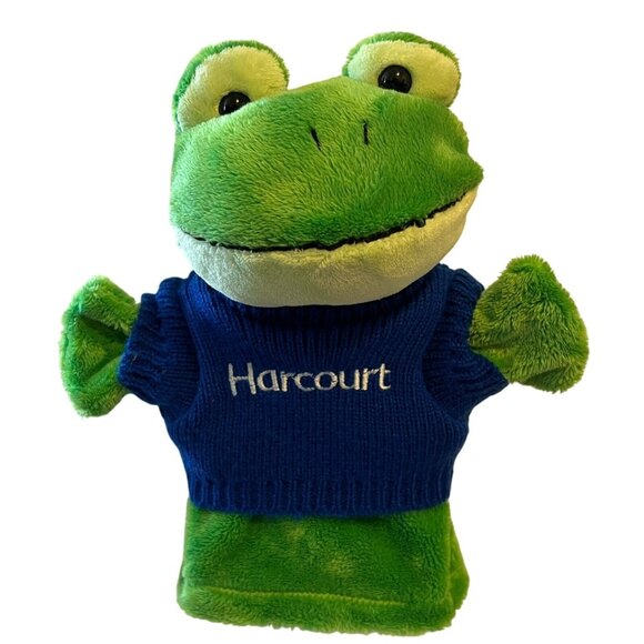 Hand Puppets Animal Fair Set of Frog & Bunny Sweaters 10" Harcourt INC Vtg - Picture 3 of 16